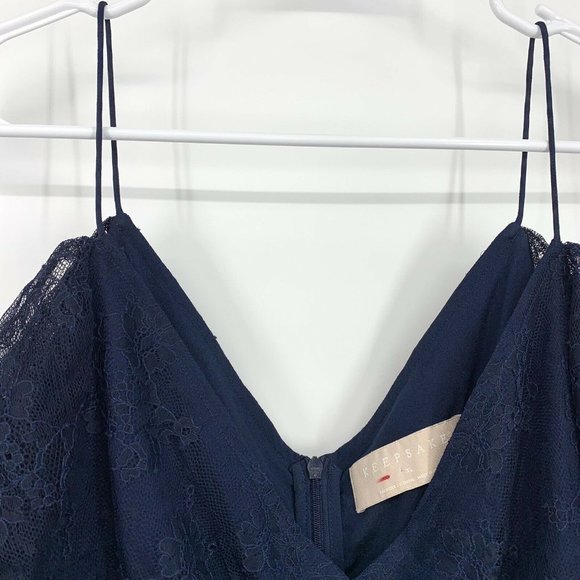 Keepsake The Label Top Womens Size XL Blue Lace Cold Shoulder Ruffle Hi Lo - Picture 3 of 8